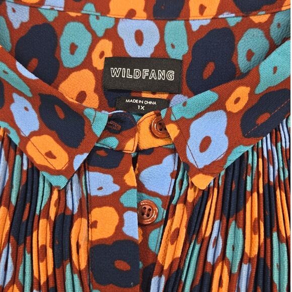 Wildfang | Empower Plisse Flower Print Sleeveless Blouse | Size 1X - Picture 4 of 6